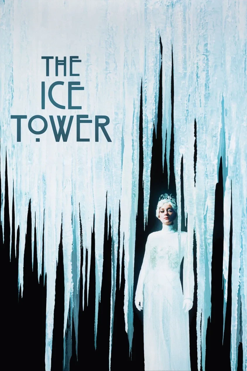 The main film poster: a woman in a white dress among immense walls of ice and black fissures.