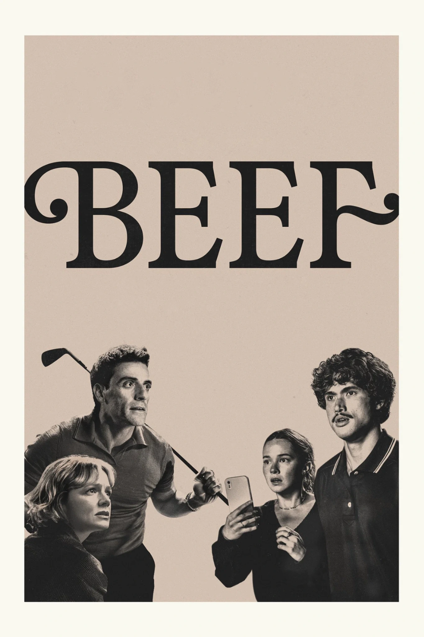 بوستر Beef الثاني بلون عاجي، مع العنوان فوق أربعة أشخاص وأحدهم يمسك مضرب غولف